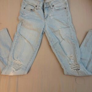 PAIGE Light Blue Distressed Skinny Jeans